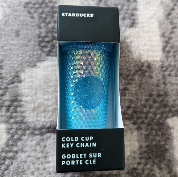 Starbucks Cold Cup Studded Ombre Key Chain Glacier Blue NEW IN BOX - Picture 1 of 2